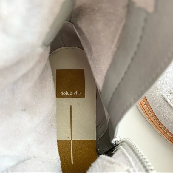 Dolce Vita Gray Whitny Suede Boots with Yellow Laces - Picture 7 of 10